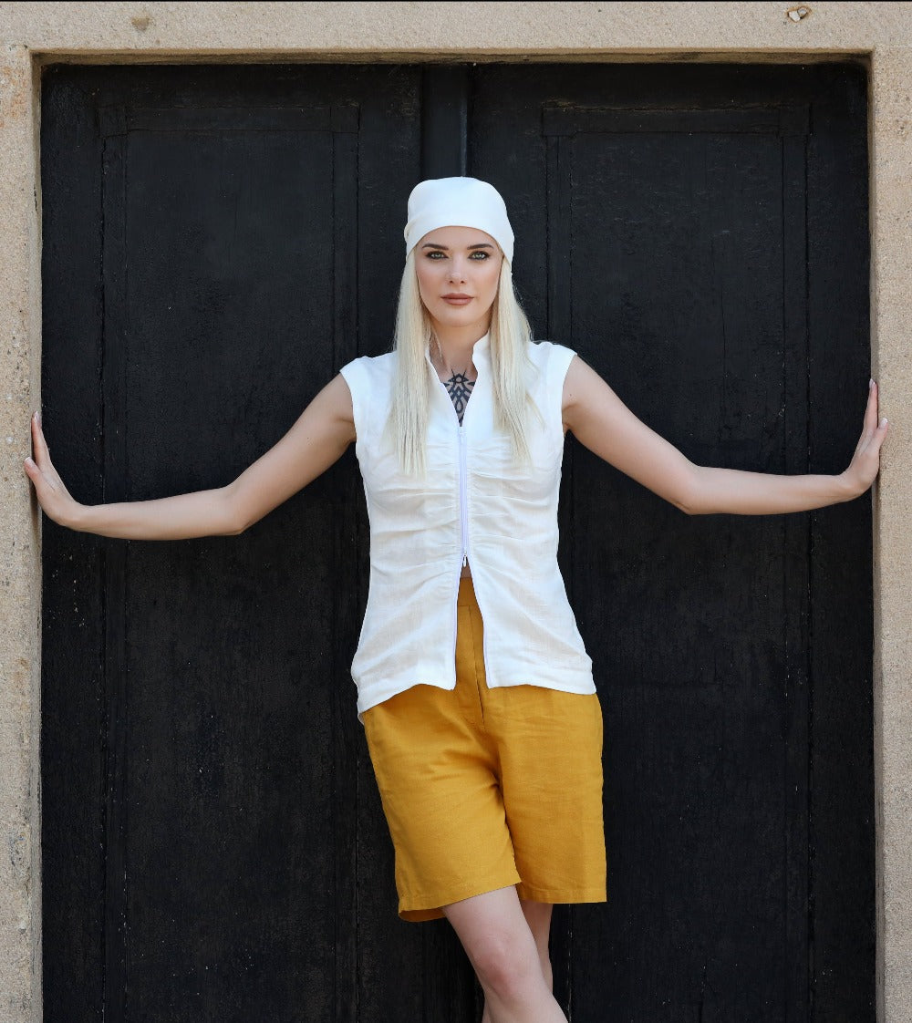 Linen Shorts With Side Pockets - NIADA