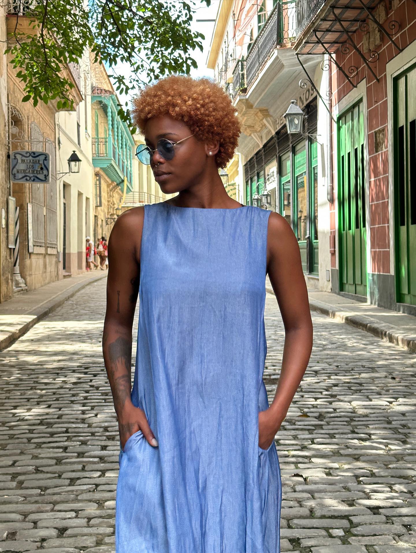 Denim Asymmetric Dress - MERY