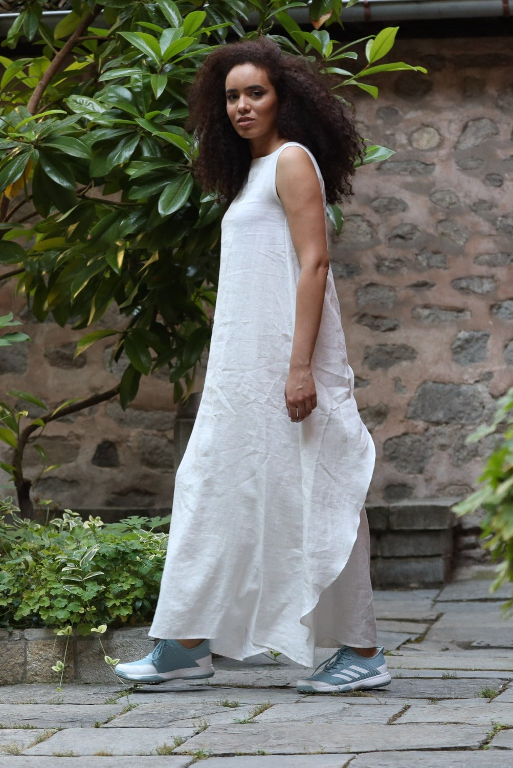 Sleeveless linen maxi dress - BERNADETTE