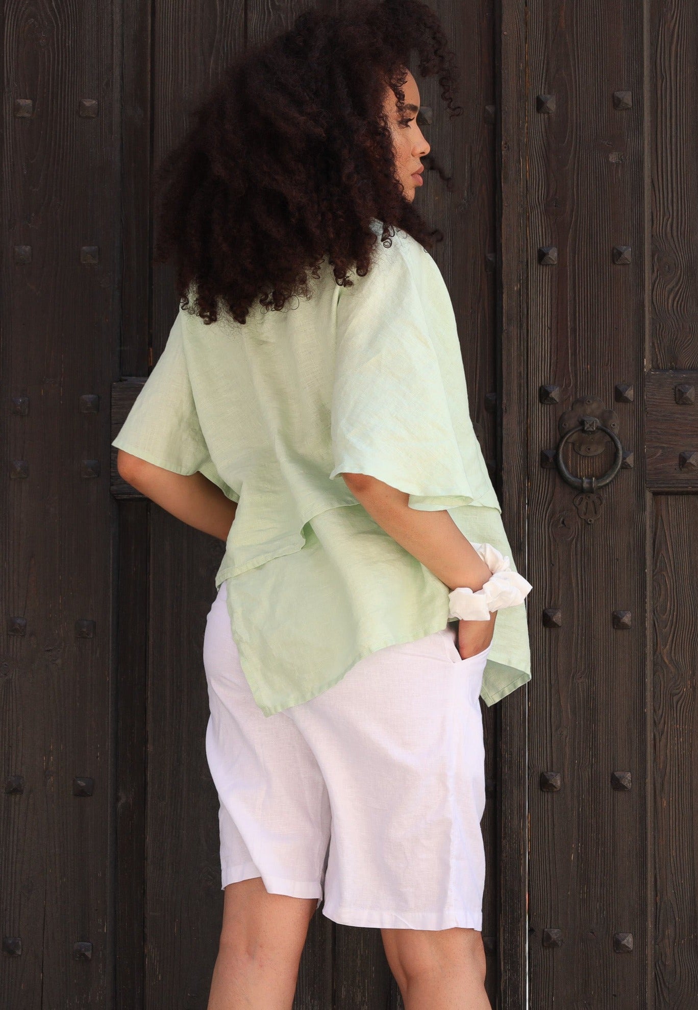 High waisted classic linen shorts - ANDINA