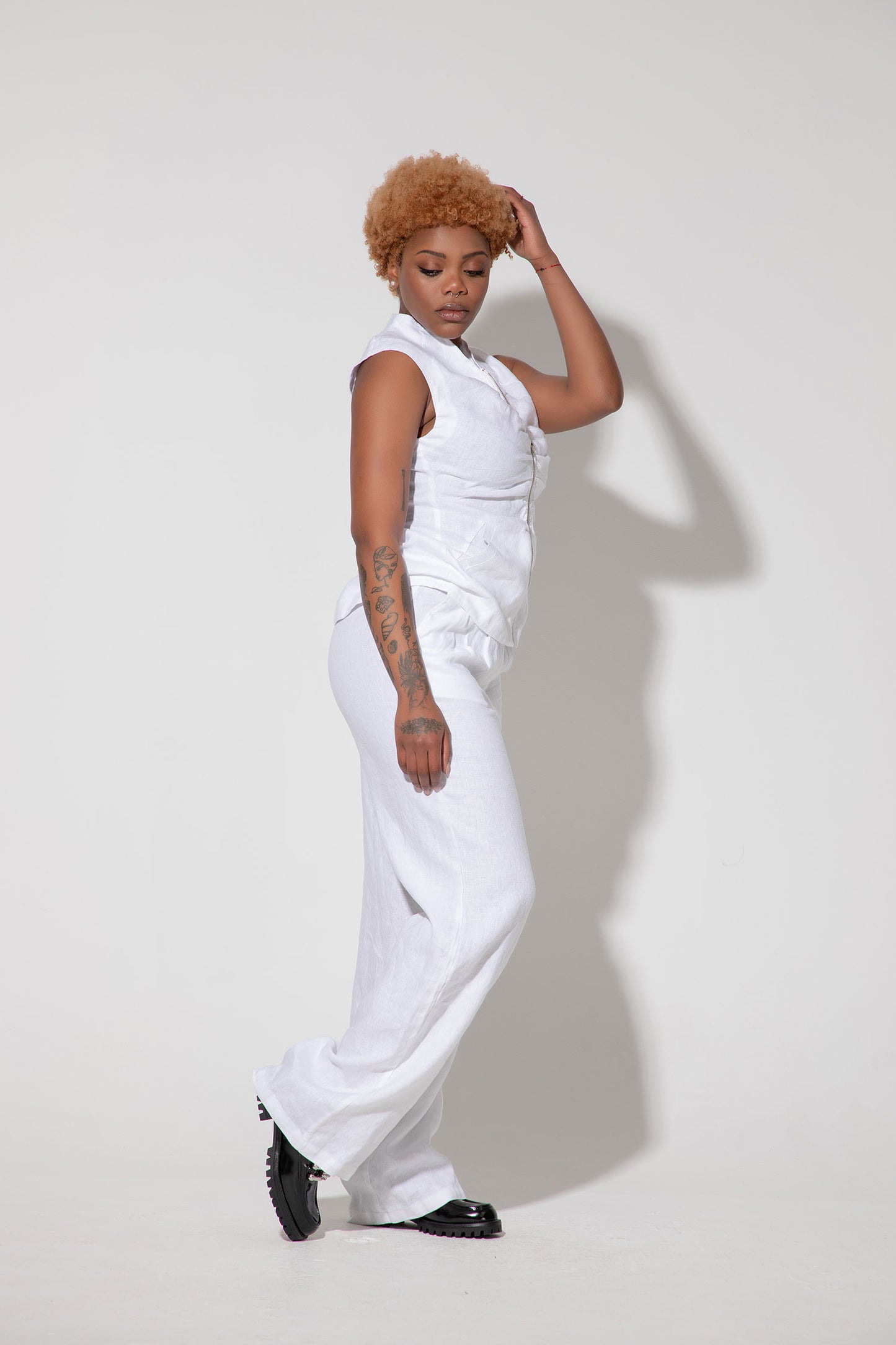 Linen Vest with Zipper and Pockets - BENNU