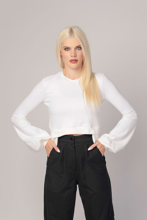 KANISHKA - Knitted top with crossed  trim