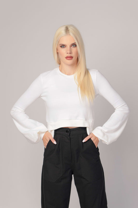 KANISHKA - Knitted top with crossed  trim