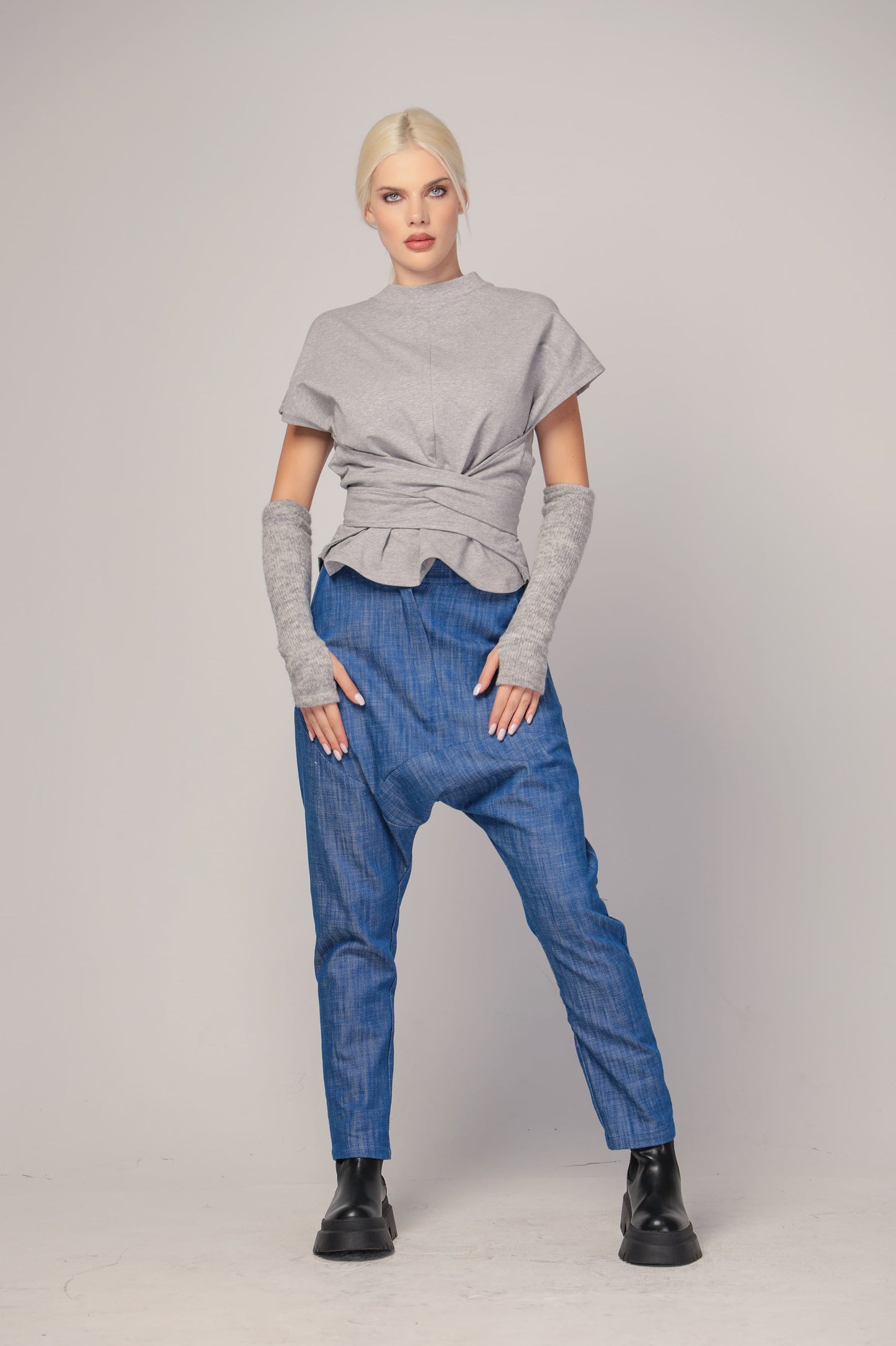 NAHARA - Drop crotch denim pants