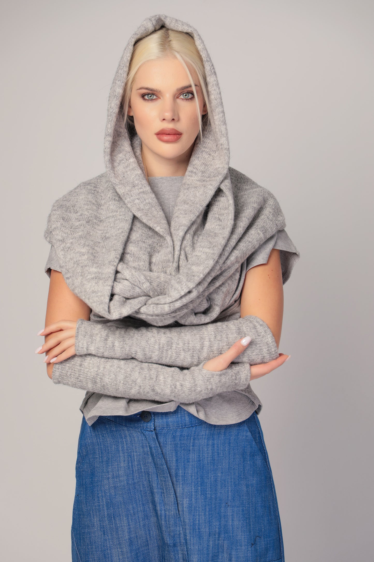 Snood scarf from soft knitted fabric - ETTA