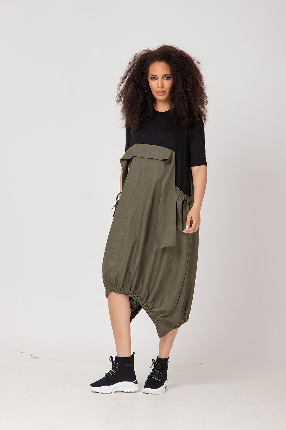 Asymmetrical linen dress - RETORA