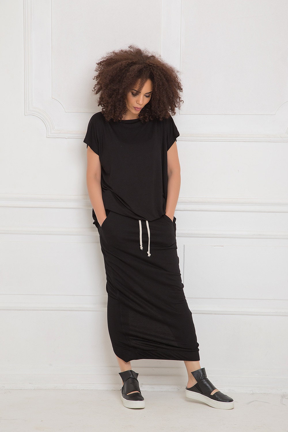Maxi cotton jersey skirt - AZUMI