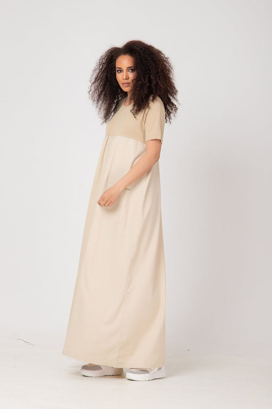 MASUMI - Short Sleeved Linen Maxi Dress