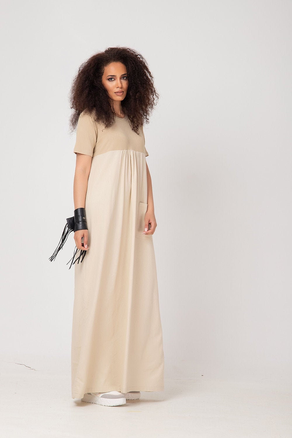 MASUMI - Short Sleeved Linen Maxi Dress