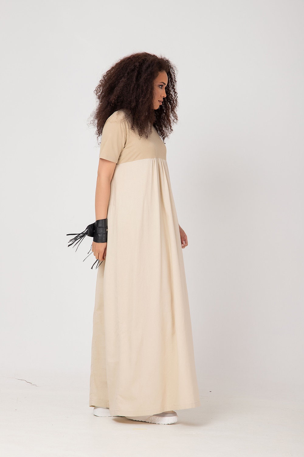 MASUMI - Short Sleeved Linen Maxi Dress