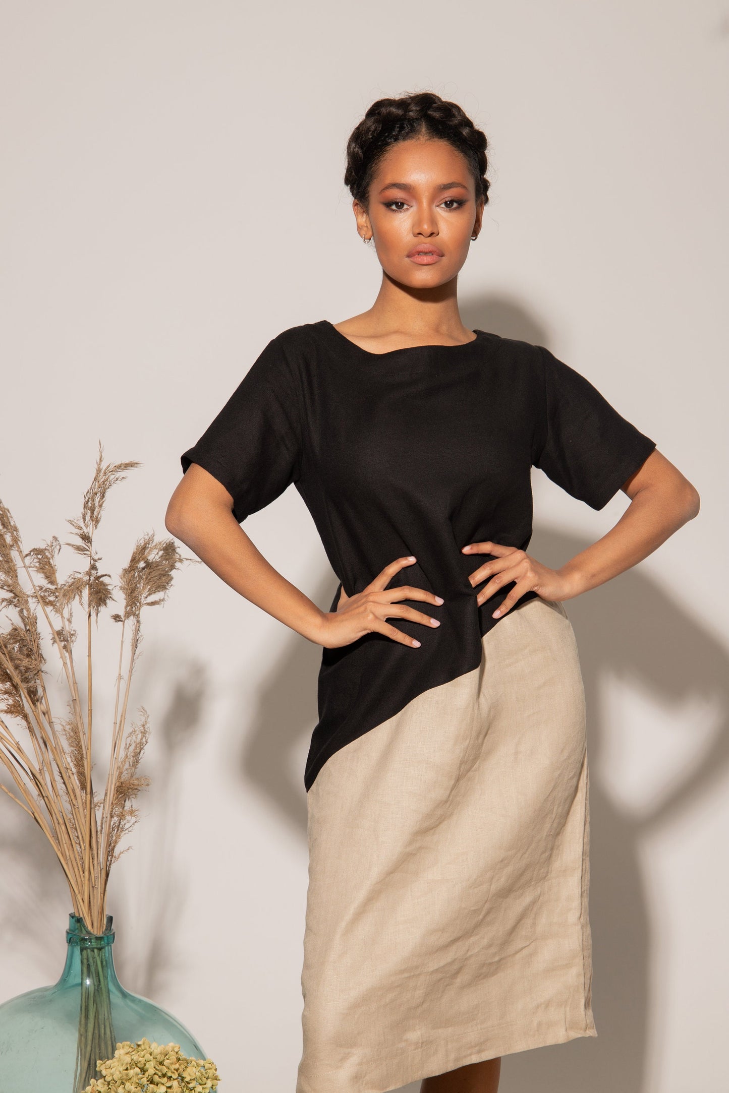 Asymmetric Linen Dress - ZELLA