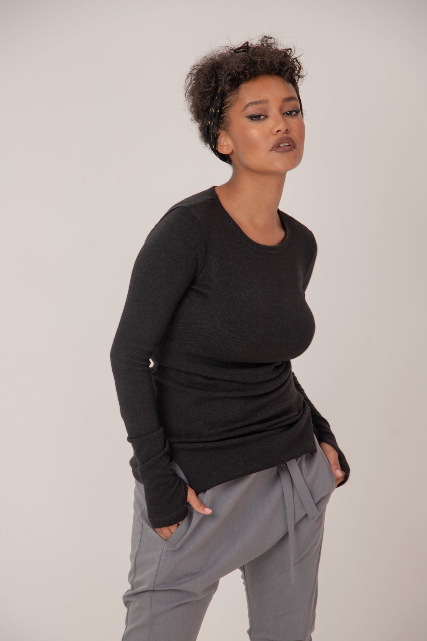 Fitted tee with long slim sleeves - AMAH