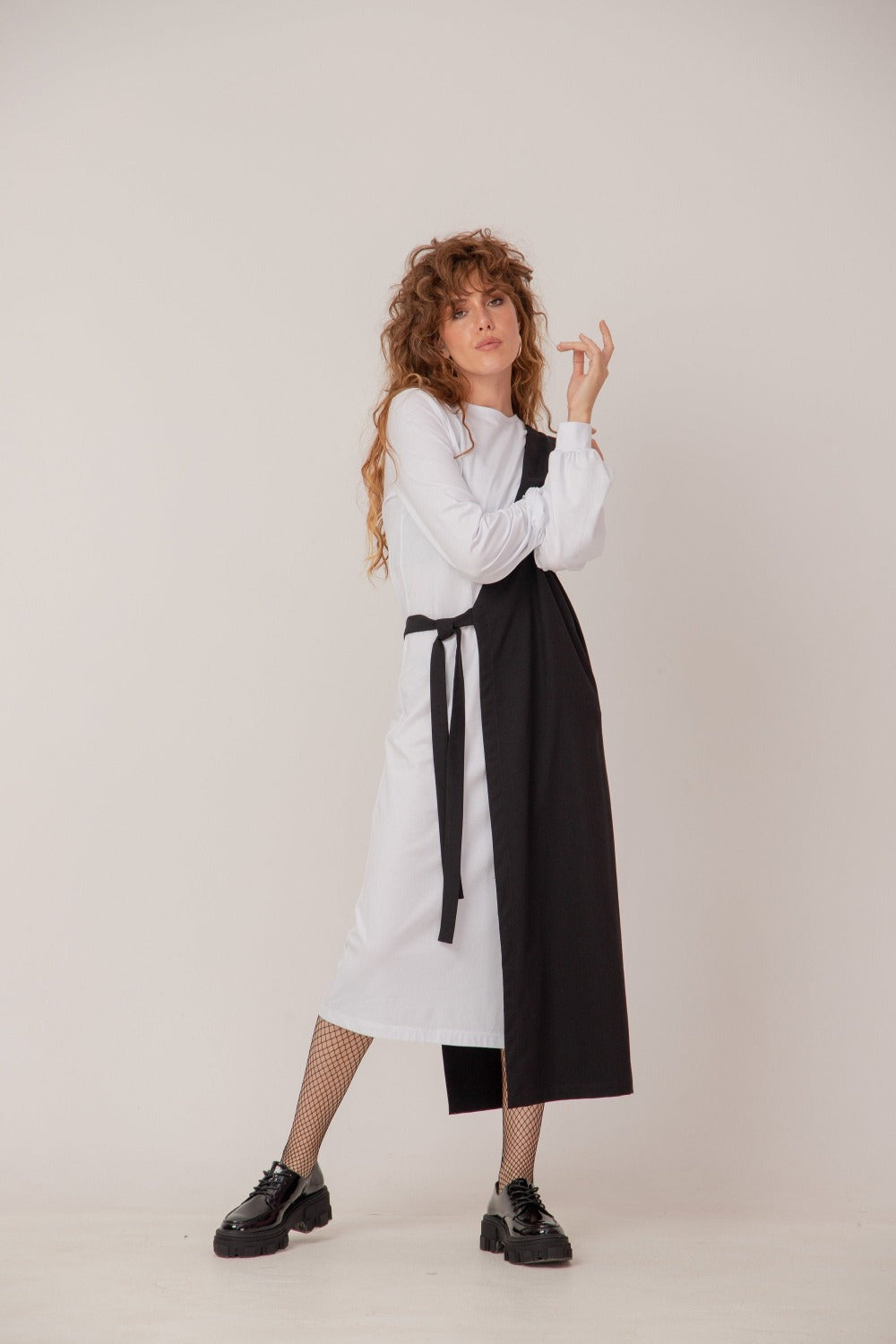Midi overlayered long sleeved dress - ODET