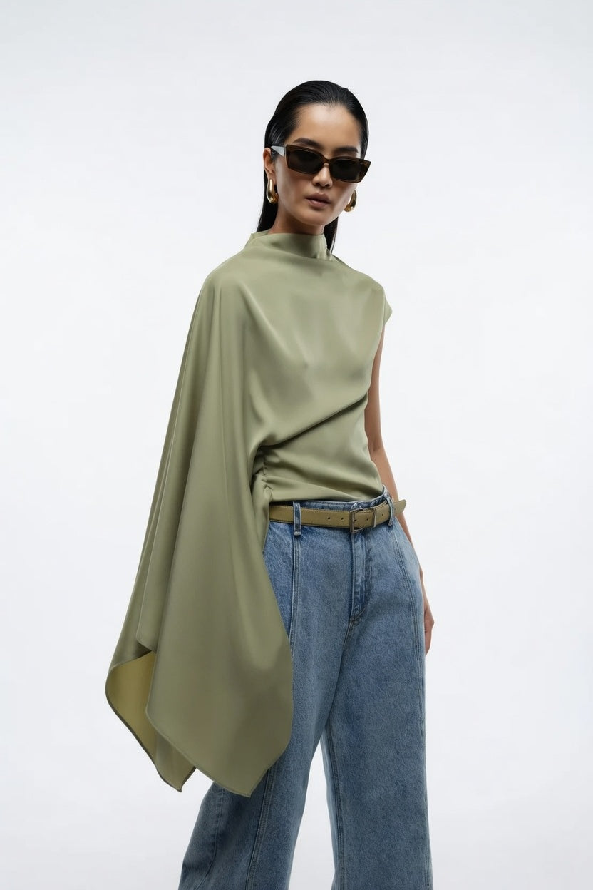 Women's Satin Asymmetric Top