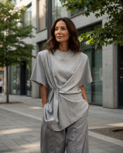 Draped Cotton T-Shirt