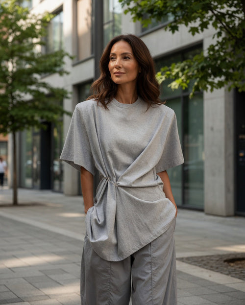 Draped Cotton T-Shirt