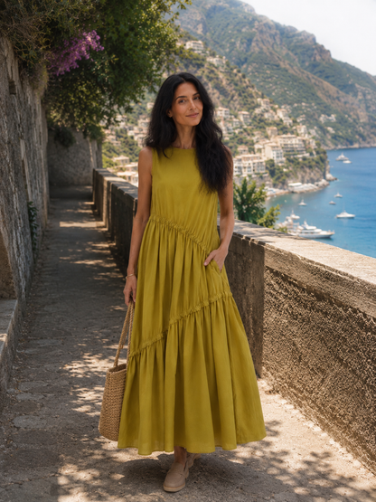 Tie Detail Linen Dress
