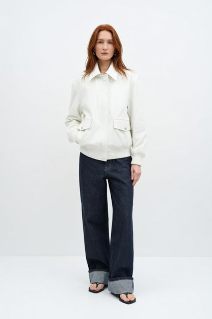ADEPTT oversized straight leg jeans dark blue minimal denim front view