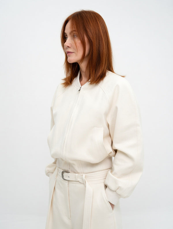 Women's bomber jacket with belt and elastic waist minimalist design ADEPTT