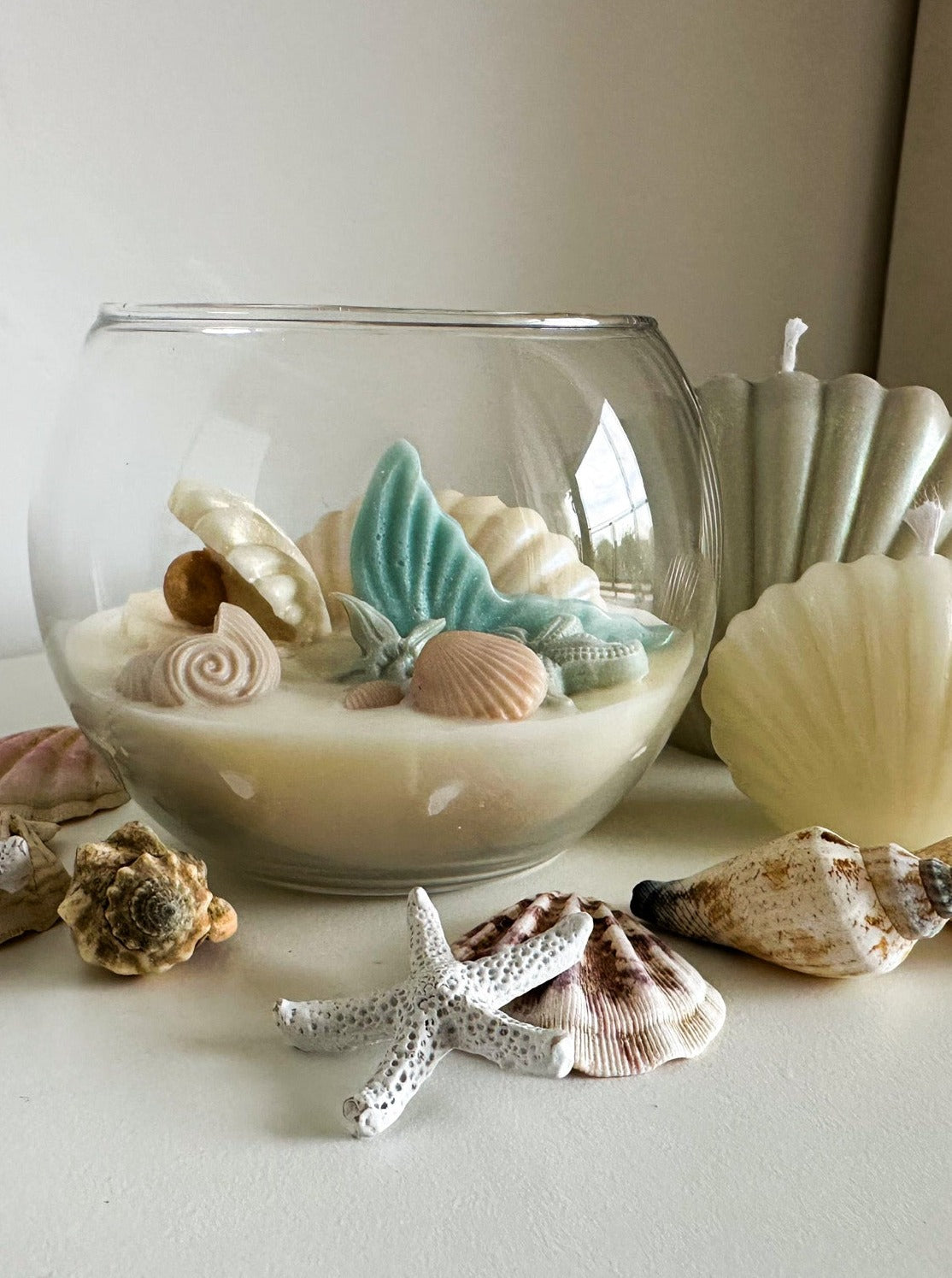 Clam Shell and Starfish Candle Set