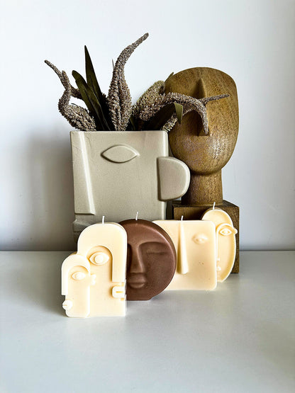 Sculptural Moon Face Candle