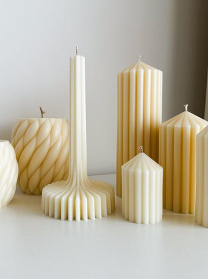 Decorative Cylindrical Candles with Geometric Shapes