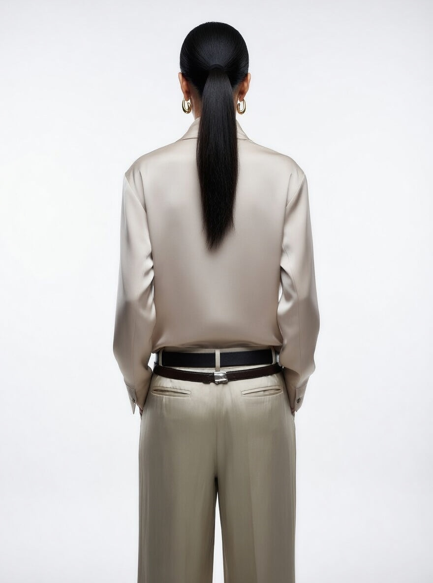 Women's Satin Blouse with Scarf Detail