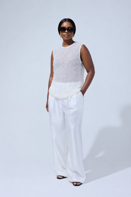 Pearl Embellished Chiffon Top