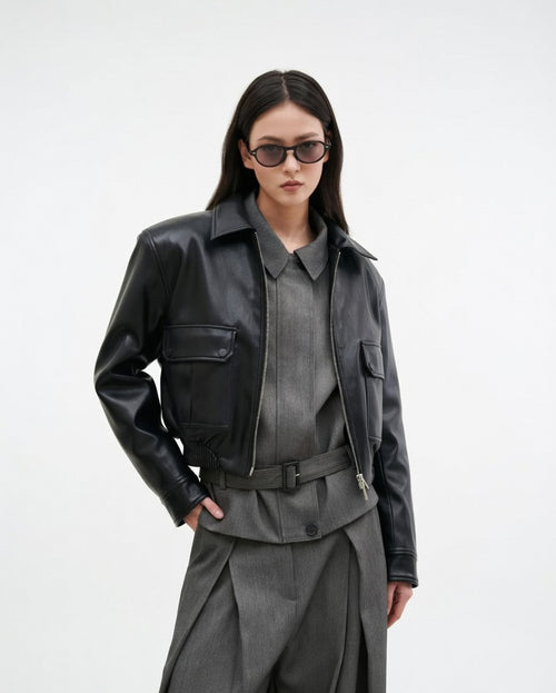 Women's Black Faux Leather Jacket