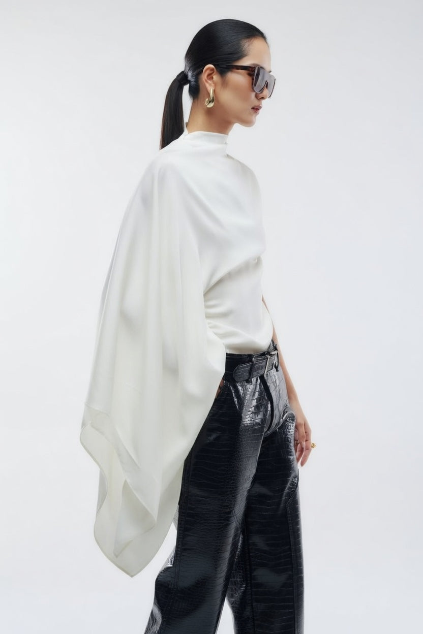 Women's Satin Asymmetric Top