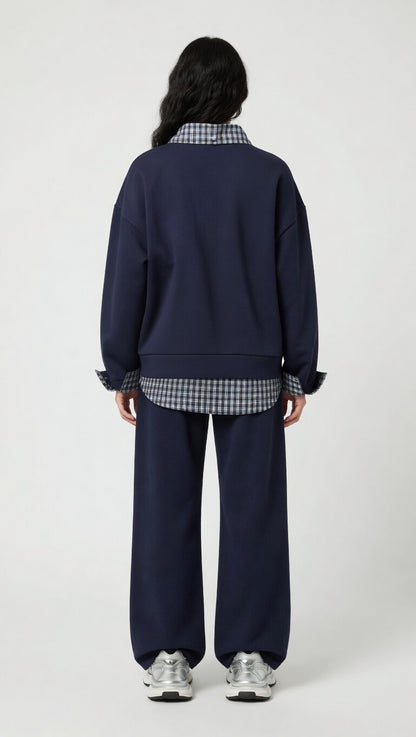 Gingham Trim Cotton Tracksuit