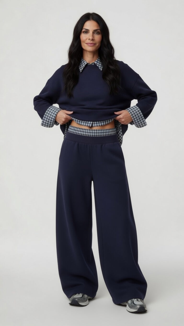 Gingham Trim Cotton Tracksuit