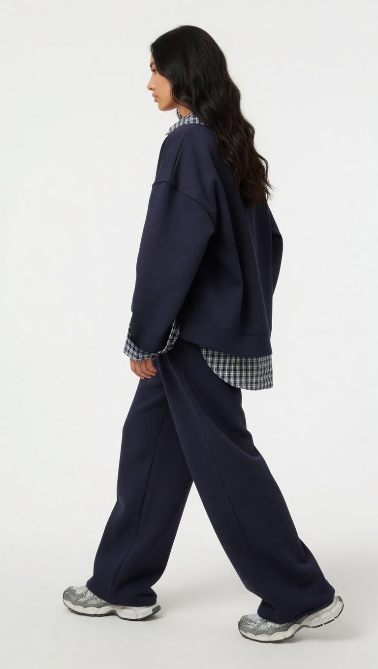 Gingham Trim Cotton Tracksuit