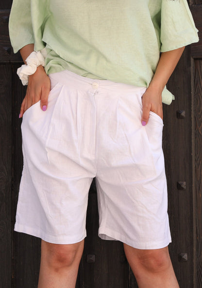 High waisted classic linen shorts - ANDINA