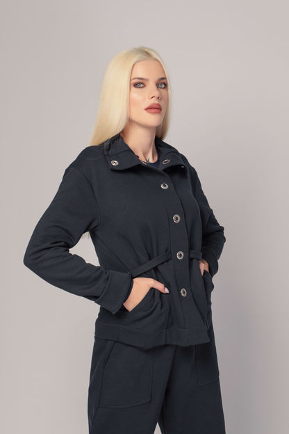 REINA - Sweatshirt jacket with tich button