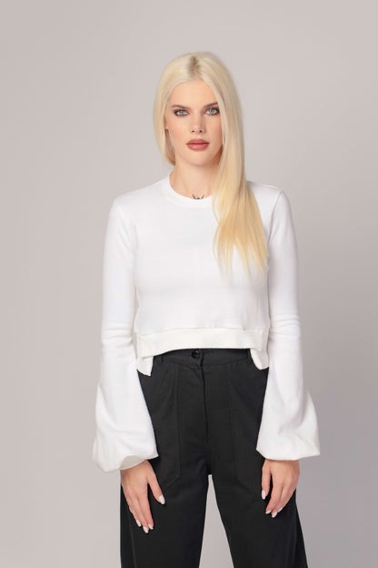 KANISHKA - Knitted top with crossed  trim