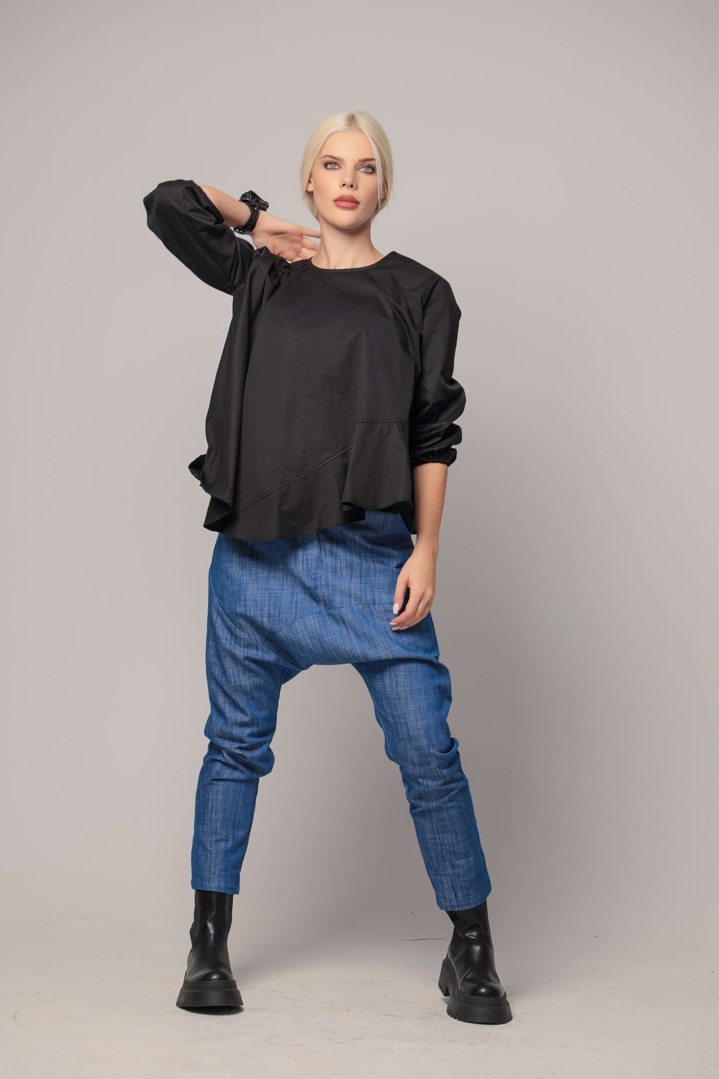 KIERA - Flared poplin tunic blouse