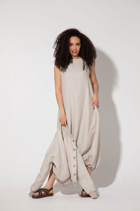Asymmetric Linen Dress - ISIDORA
