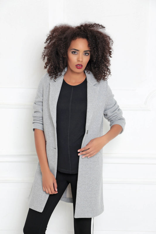 Premium cotton midi coat in elegant design - JESY