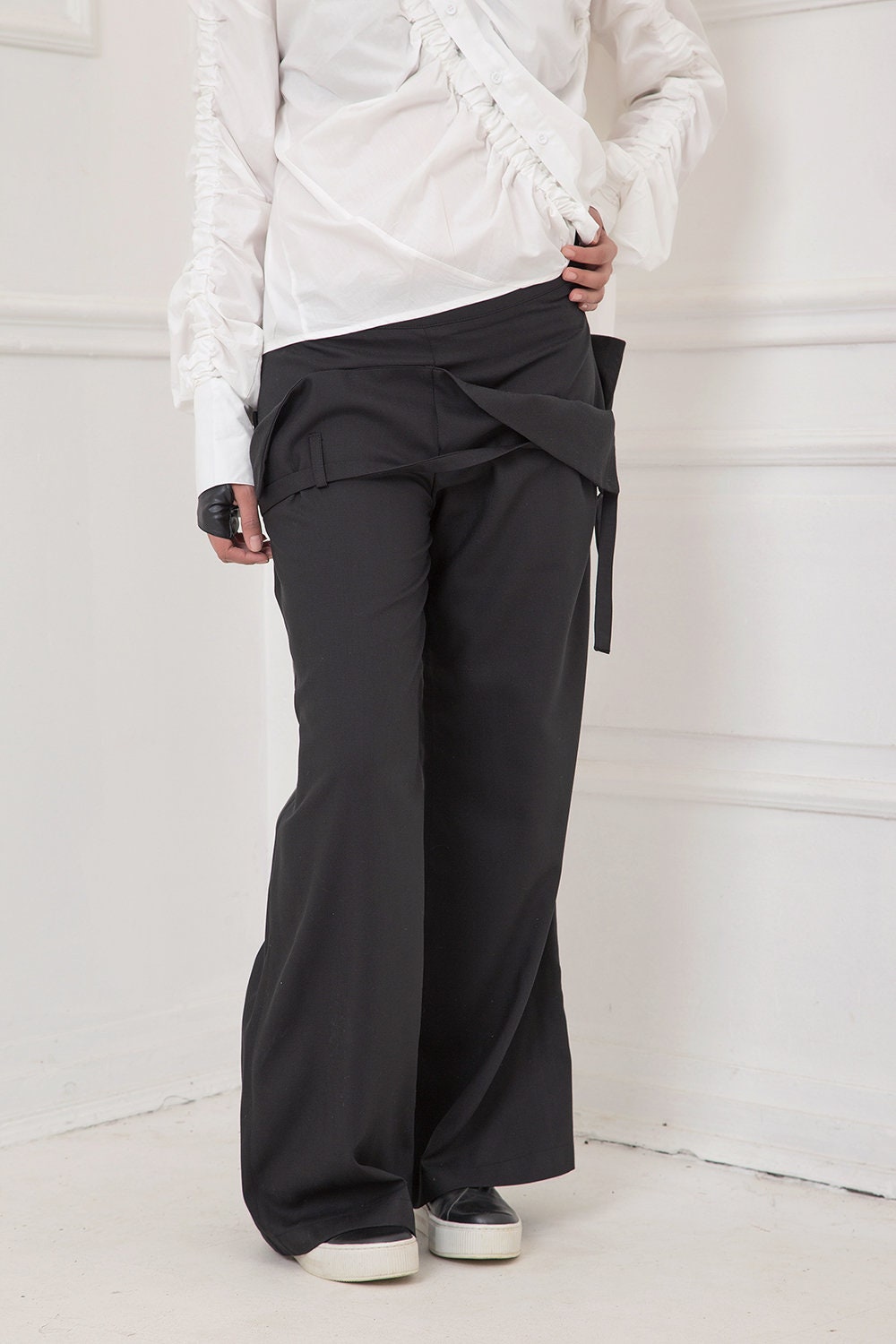 Trousers with double waist and belt - HERTHA