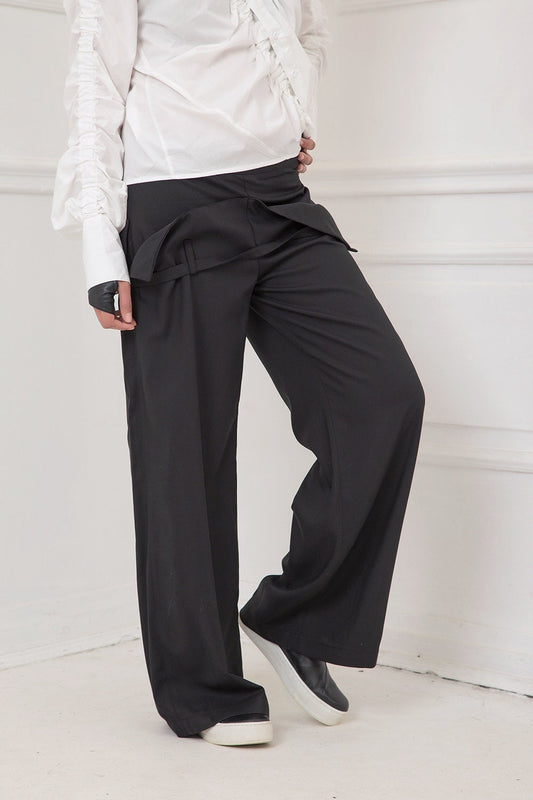 Trousers with double waist and belt - HERTHA