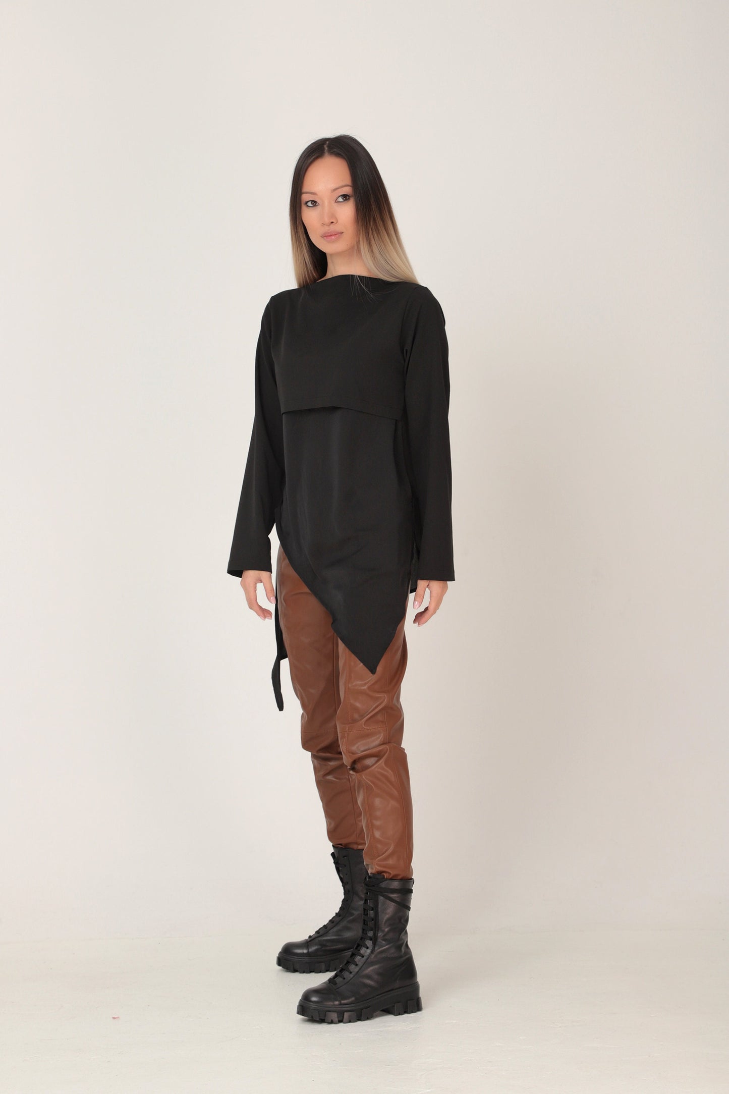 Asymmetrical long sleeve blouse - HARUNA