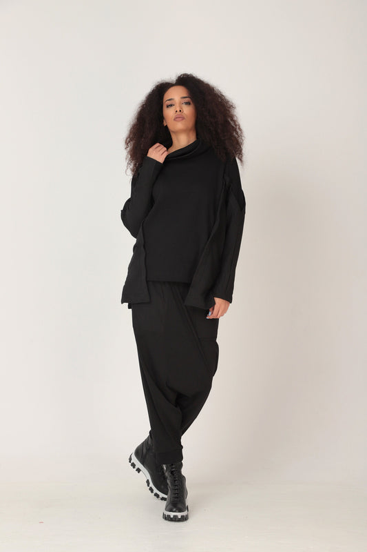 Oversized ribbed polo sweatshirt - AZIZA