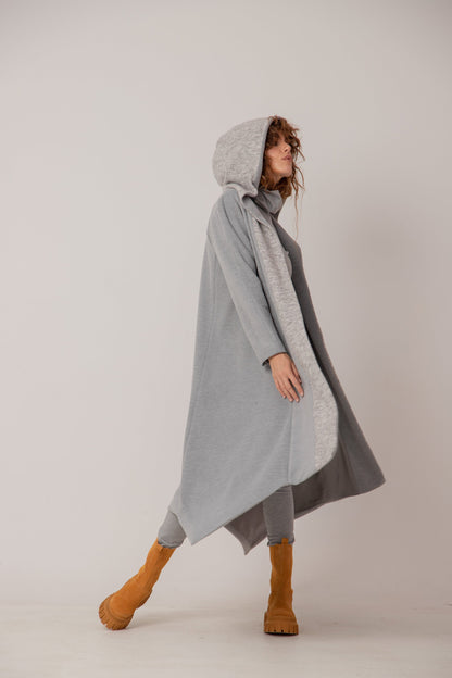 SHREYA - Asymmetric coat with large hood