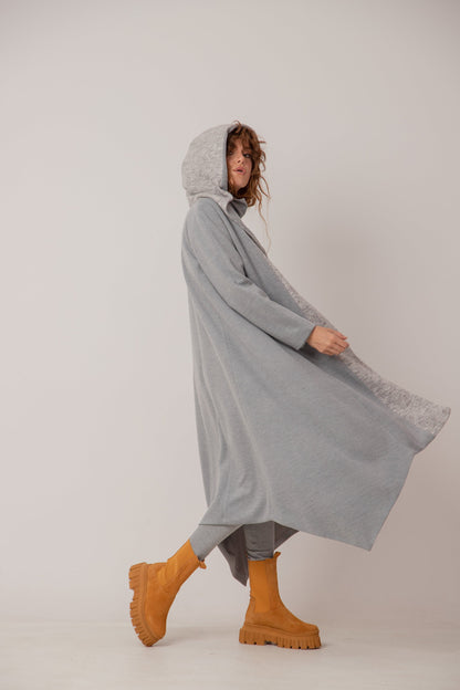 SHREYA - Asymmetric coat with large hood
