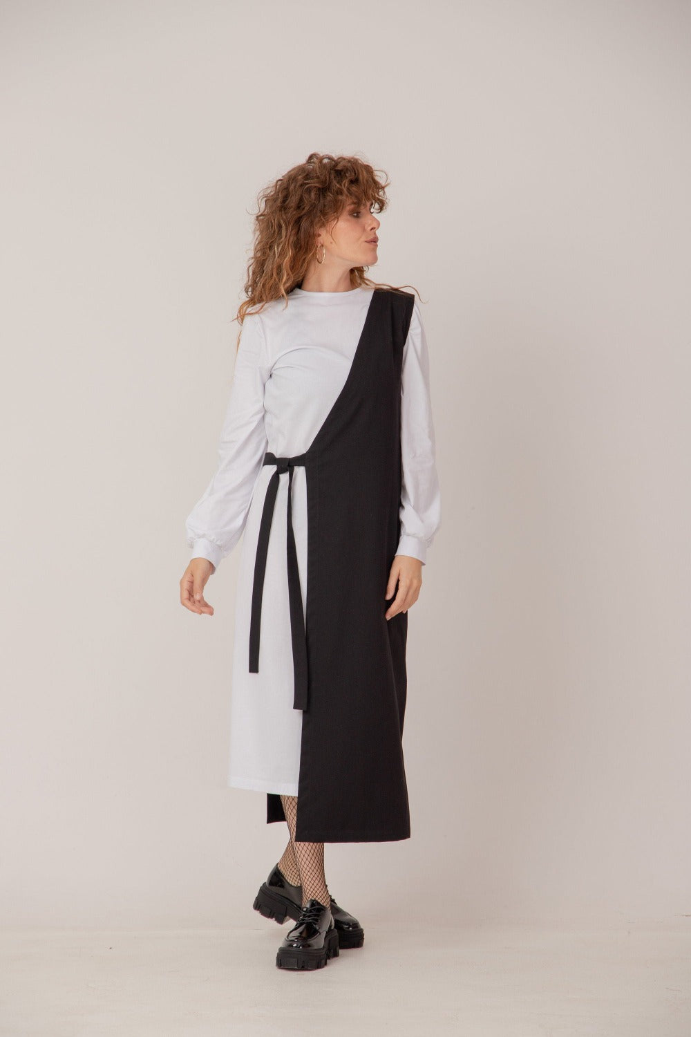 Midi overlayered long sleeved dress - ODET